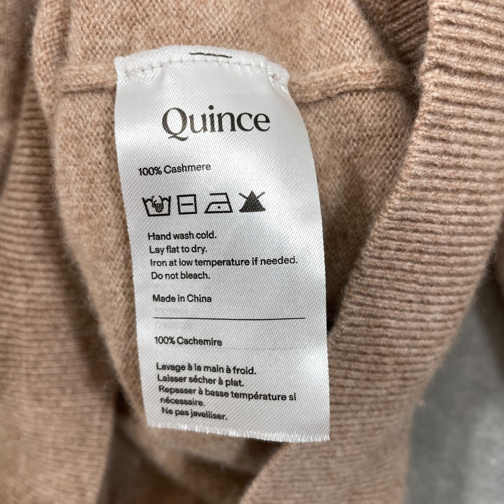 Quince Women's Large 100% Mongolian Cashmere Crewneck Sweater Oatmeal Tan - Picture 4 of 7